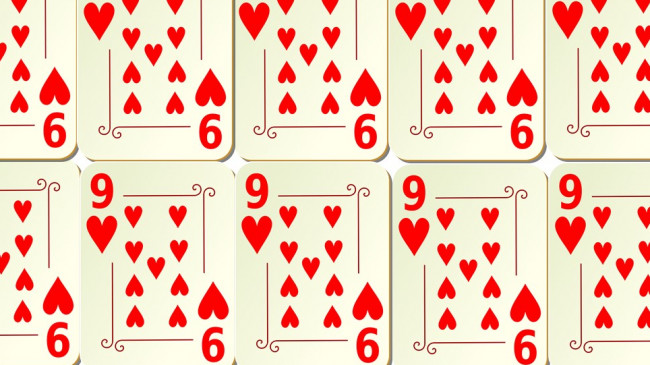 Speelkaarten met harten negen